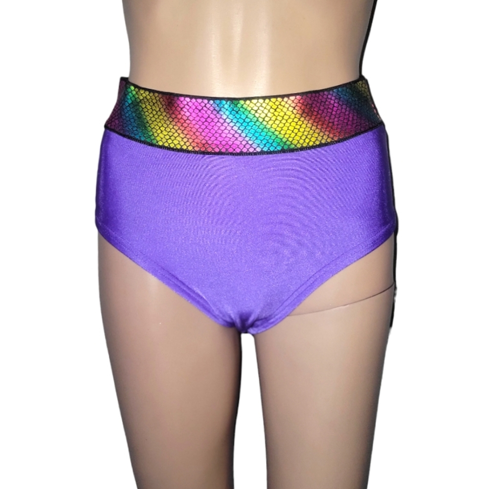 Purple hot pants w/ rainbow design